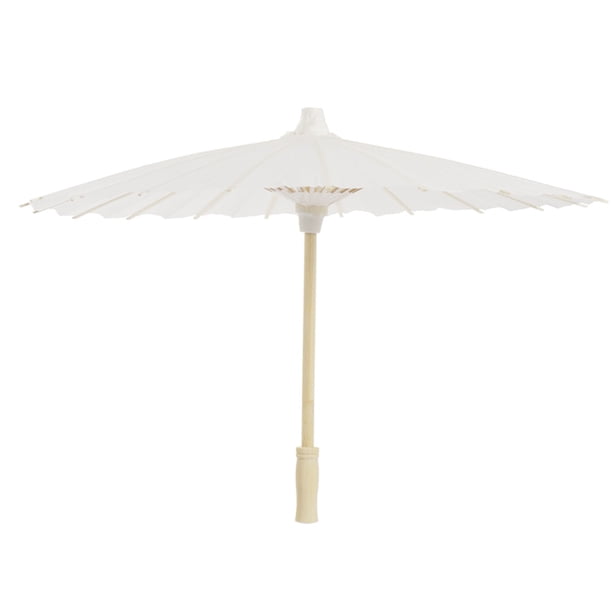 BRIGHTFUFU Paraguas de 40cm de diámetro, sombrilla de papel blanco DIY, paraguas de rendimiento para niños