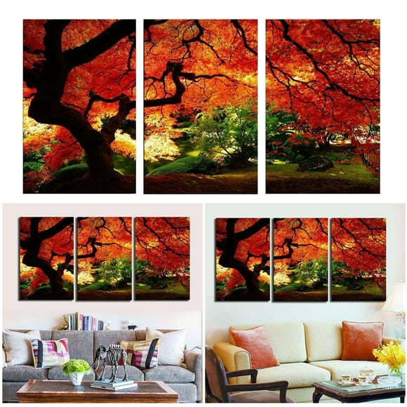 3PCS Canvas Print Maple Forest Print Canvas Wall Art Wall Picture for Home Decor