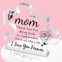 Gifts for Mom Engraved Puzzle Acrylic Plaque Mom Gifts from Daughter, Birthday Gifts Mother's Day Ideas for Mom, Unique Puzzle Piece Ornaments 4 x 4 Inches Desk Decorations