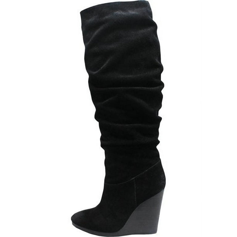 Charles David Helsinki Black Slouched Knee High Suede Wood