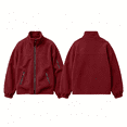 thumbnail image 1 of GUZOM Mens Full Zip Fleece Jacket with Zipper Pockets,Loose Fit Stand Collar,Wine,Size 2XL, 1 of 1