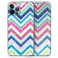 thumbnail image 5 of DesignSkinz Vibrant Pink & Blue Layered Chevron Pattern Full-Body Skin Decal Wrap Cover for iPhone 15 Pro Max, 5 of 9