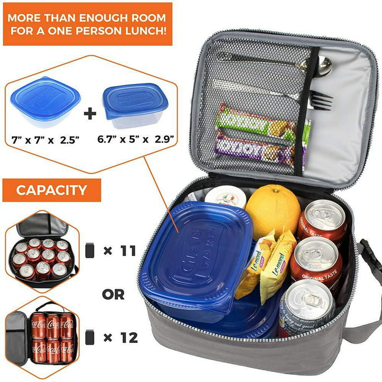 Carevas Lunchbox Insulated Bag Small Lunch Bag Thermal Lunch Box Portable Food Container Cooler Bag for Picnics Camping Hiking Beach Park or Day Trips