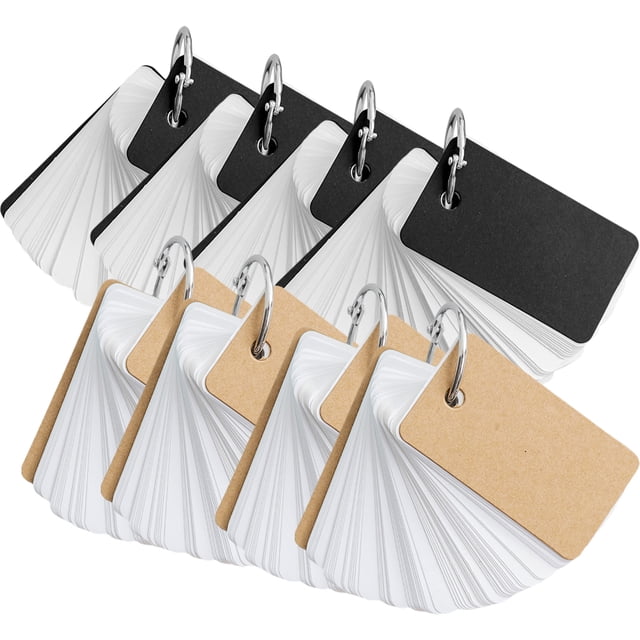 Miangastore 8pcs Blank Flashcards With Binder Ring Loose Cards For English Words For Students And Teachers And Cover