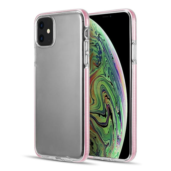 Apple iPhone 11 Phone Case Protective Ultra Slim Thin Hybrid Rubber with Inner Flex Cushion Reinforced Soft TPU Frame Bumper and Transparent Hard PC Back Case [Clear PINK] Cover For Apple iPhone 11