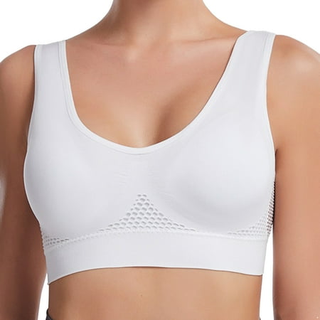 ZDHoor Womens Plus Size Sports Bra Bustier Breathable Running Yoga Gym Bra Tops White S