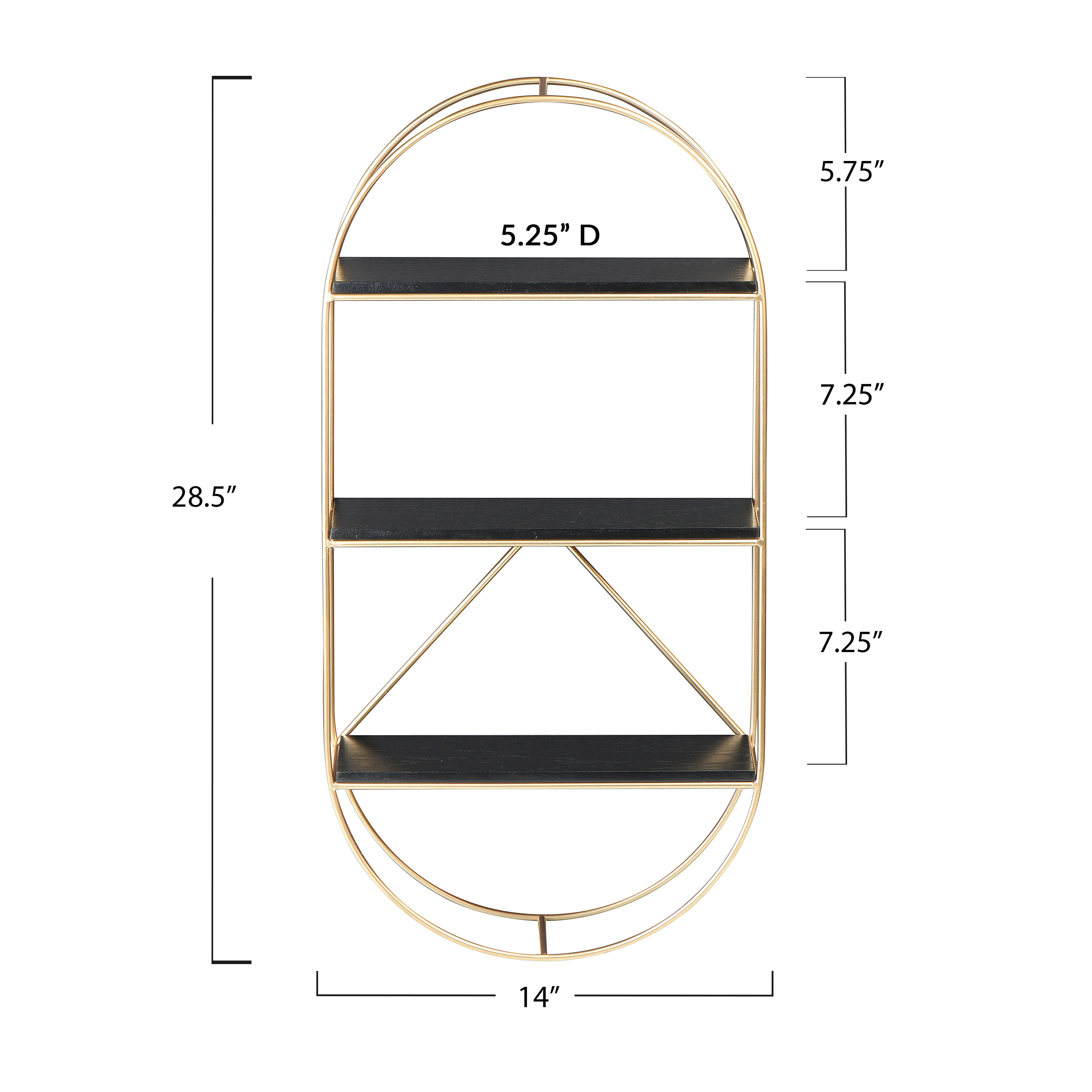 Creative Co-Op Wood and Gold Oval Wall Shelf