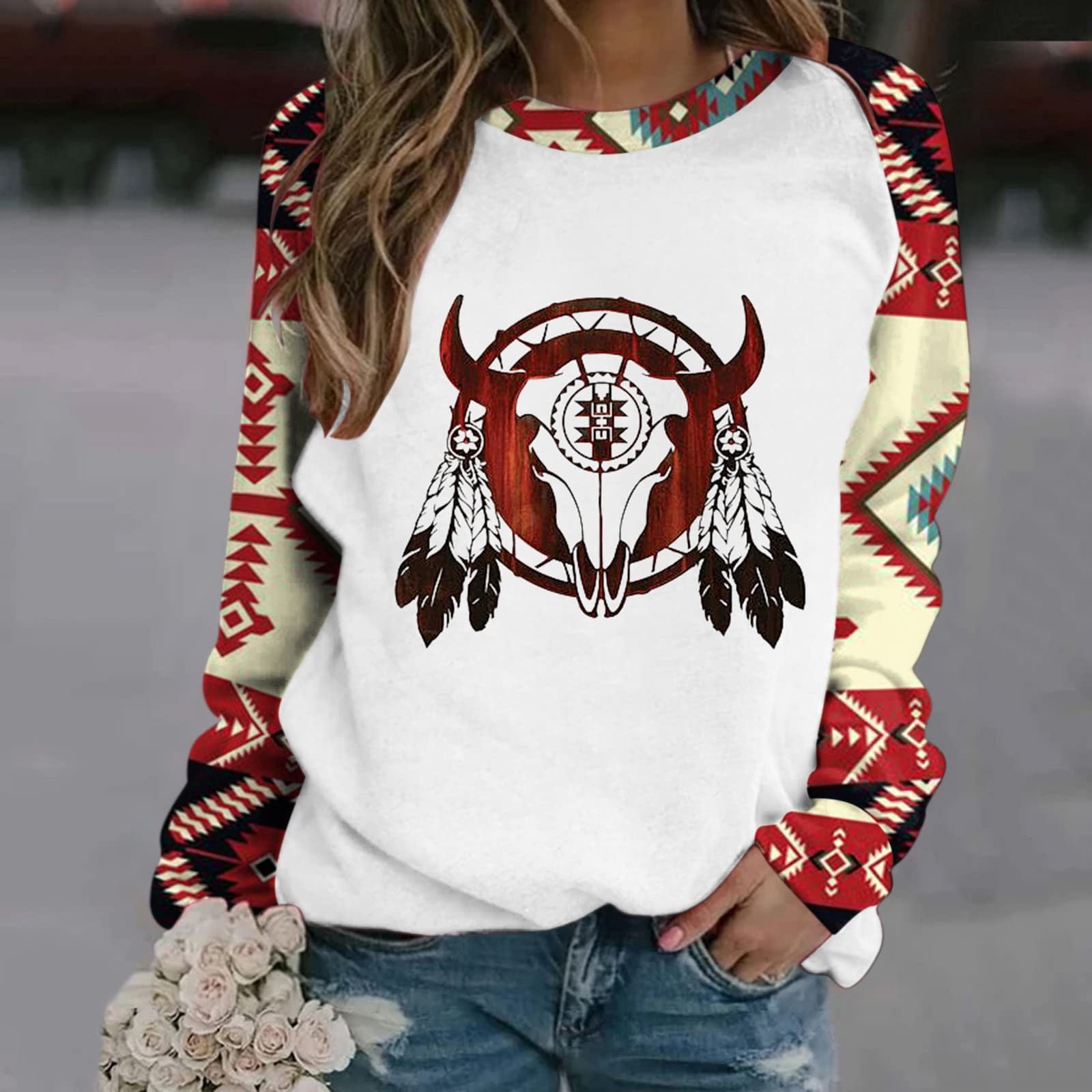 Womens Blouses and Tops Dressy, Fiudx Women Loose Long Sleeve Sweatshirt Hooded Hoodie Sweatshirt Blouse Plaid Splicing Long Sleeve Trendy Tops
