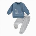 thumbnail image 4 of NOLDARES Toddler Baby Boy Fall Winter Outfits Letter Crewneck Sweatshirt Casual Pants 2Pcs Clothes Set(T213-Blue), 4 of 4