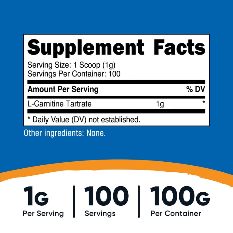 l carnitine powder dosage Nutricost L-Carnitine Tartrate Powder, 100g, 1g per serving