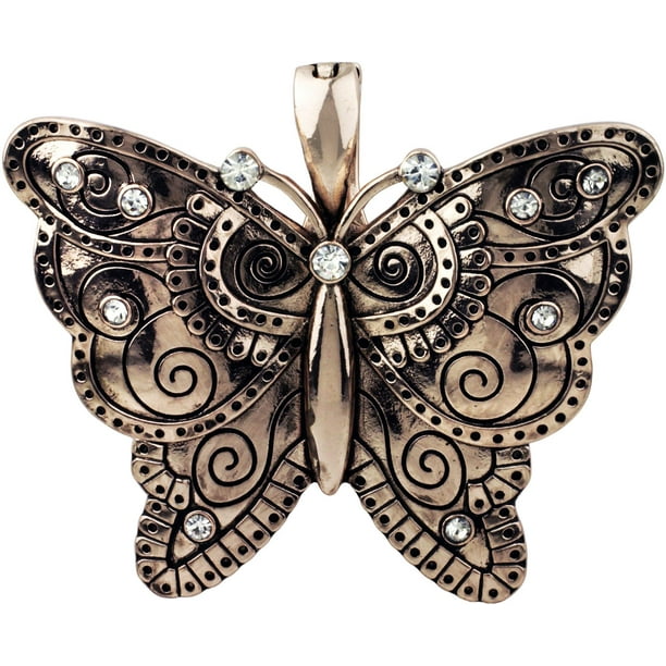 Wearable Art Wearable Art By Roman Etched Butterfly Pendant Gold tone