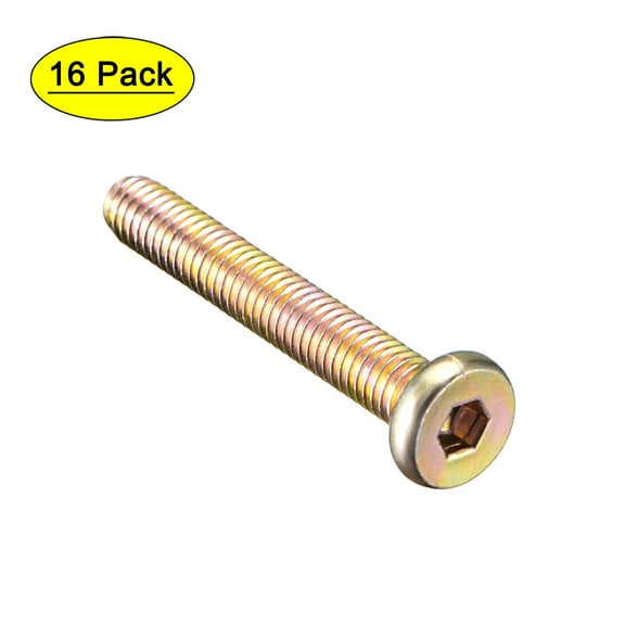 Uxcell M6x40mm Furniture Bolts Carbon Steel Zinc Plated 16 Pack