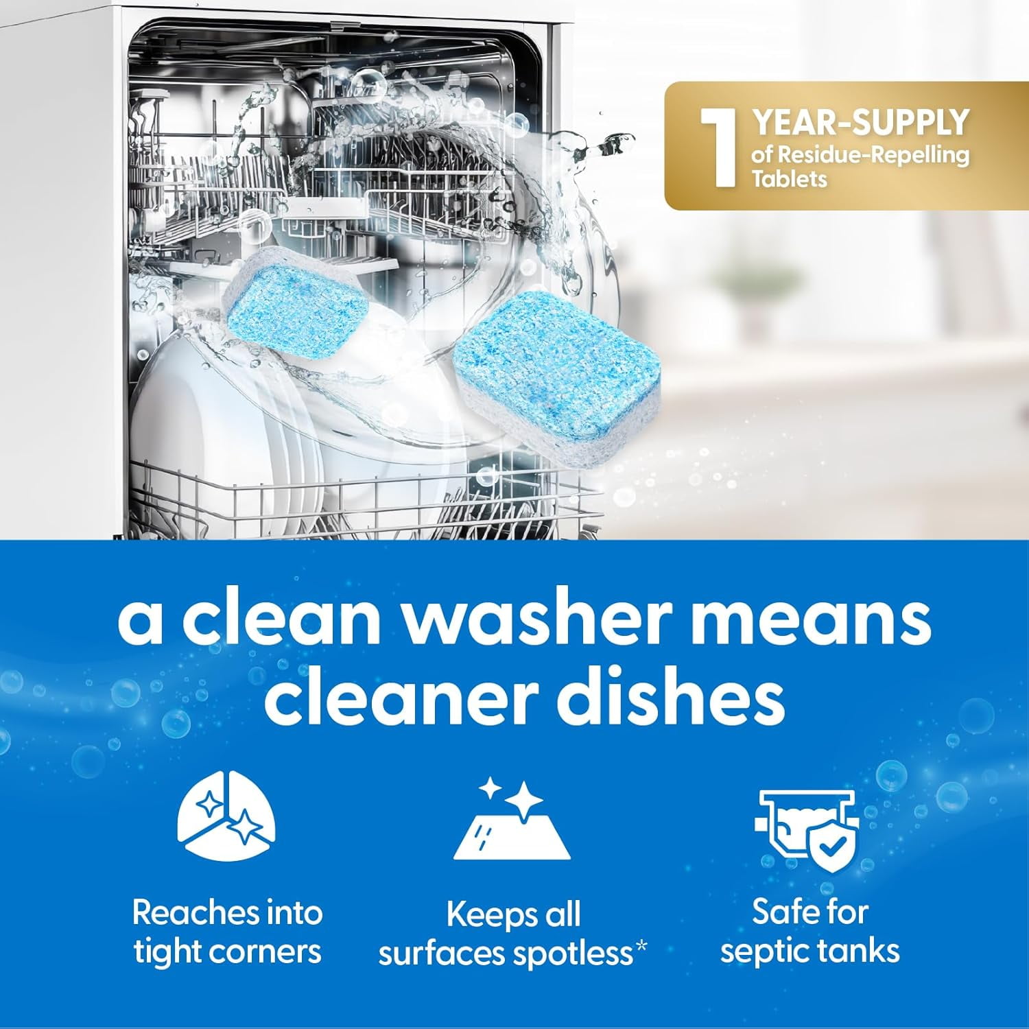 M3 Naturals Dishwasher Cleaner, Heavy Duty Washer Cleaner and Deodorizer Tablets, 24 Count