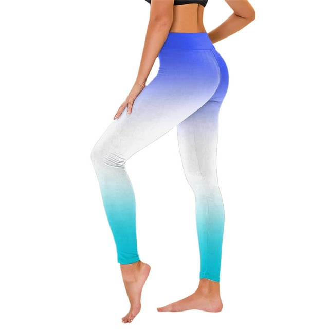 AherBiu Workout Leggings for Women High Waisted Compression Yoga Pants Workout Athletic Gradient Color Bottoms