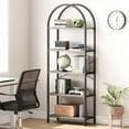 thumbnail image 2 of Yesfashion Bookshelf 5 Tier Bookcase Arched Display Racks Tall Standing Bookshelves Mental Frame Farmhouse Storage Rack Shelf Grey Book Shelf for Bedroom, Living Room, Home Office,Grey, 2 of 8