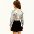 thumbnail image 5 of Posijego Girls Cropped Tops Metallic Glitter Dance Party Blouses Little Girls Long Sleeve Shirts Sizes 3-16 Years, 5 of 6