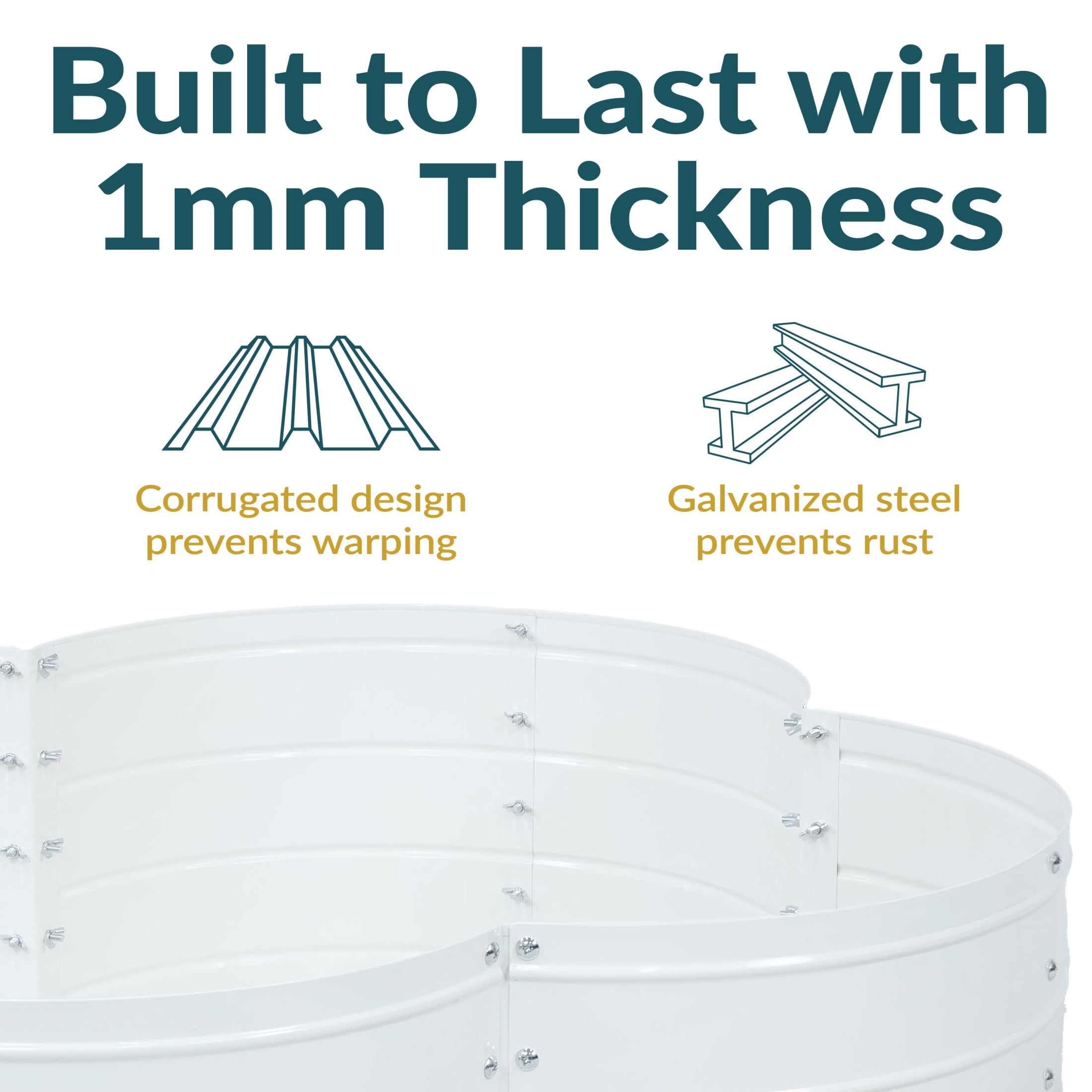 Sunnydaze 43" x 43" x 12" 4-Leaf Clover Ivory White Galvanized Steel Outdoor Raised Garden Bed