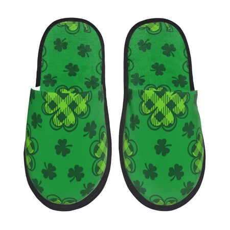 

Fuzoiu St Patrick s Day5 Print Unisex Furry Slippers Plush Indoor Shoes Trendy House Slippers Anti-Skid EVA Sole House Shoes for Home Office and Travel -Large