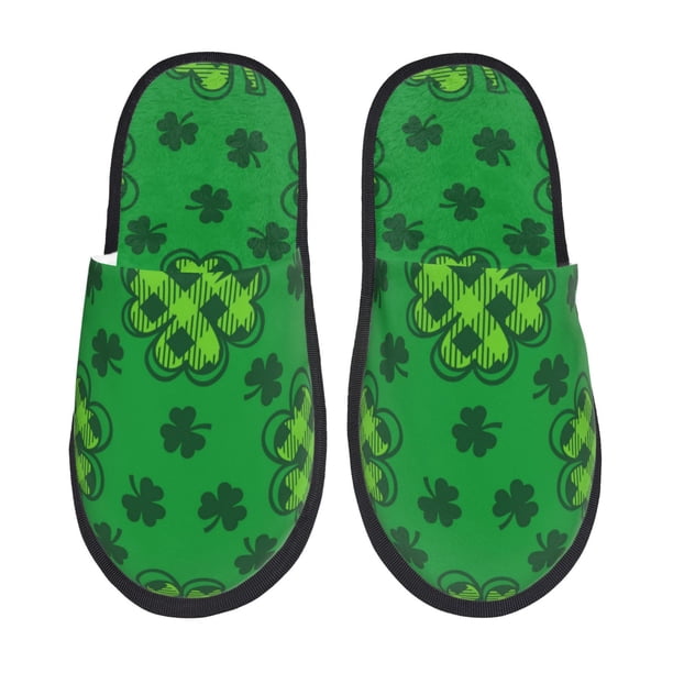Balery St Patrick's Day5 Pantuflas de Casa de Felpa Silenciosas con Diseño Estampado, Zapatillas Cómodas Antideslizantes de Algodón para Interior-Large