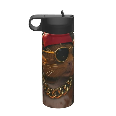 

Salouo Hip-Hop Guinea Pig. Pattern 18 oz Water Bottle With Straw Stainless Steel Sports Water Cup Flask Wide Mouth Travel Thermal Mug for Home Office Car