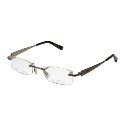 New Continental Titanium Fashionable Eyewear Jaeger 248 Womens/Ladies Designer Rimless Titanium Brown Frame Demo Lenses 49-18-130 Eyeglasses/Eyeglass Frame