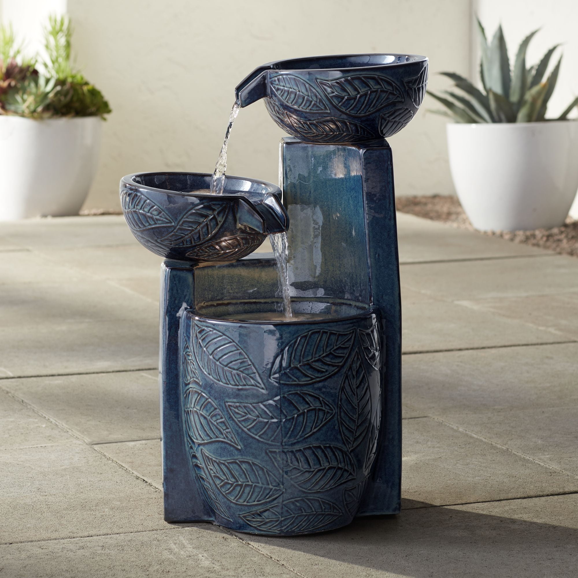 John Timberland Outdoor Floor Water Fountain with Light LED 26" High