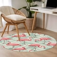 thumbnail image 4 of Red Flamingo Round Area Rug 3Ft Washable Small Circle Rugs for Kitchen Entryway, Summer Tropical Plants Leaves Botanical Green Non-Slip Carpet Floor Mats Indoor Outdoor Carpet Runner Home Decor, 4 of 8