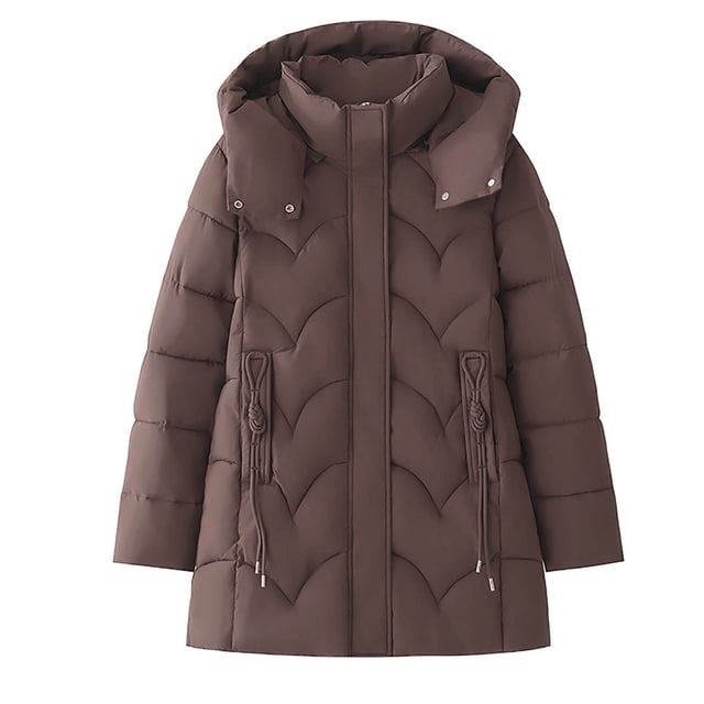 Économies Automne/hiver! srobpty Veste Matelassée à Manches Longues pour Femmes, Veste Décontractée à Capuche à Manches Longues pour Dames Marron, TTTG
