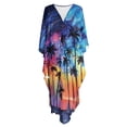 thumbnail image 6 of XYZCANDO Kaftan Dresses for Women V Neck Batwing Sleeves Swimsuit Coverup Oversized Beach Cover Ups Loungewear Maxi Dress Coconut Tree Galaxy Hawaiian Robe for Vacation & Outdoor, 6 of 7