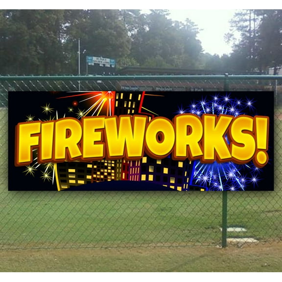 Fireworks! 13 oz Vinyl Banner With Metal Grommets