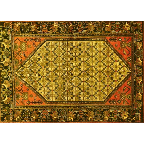 Ahgly Company Indoor Rectangle Persian Yellow Traditional Area Rugs, 4' x 6'