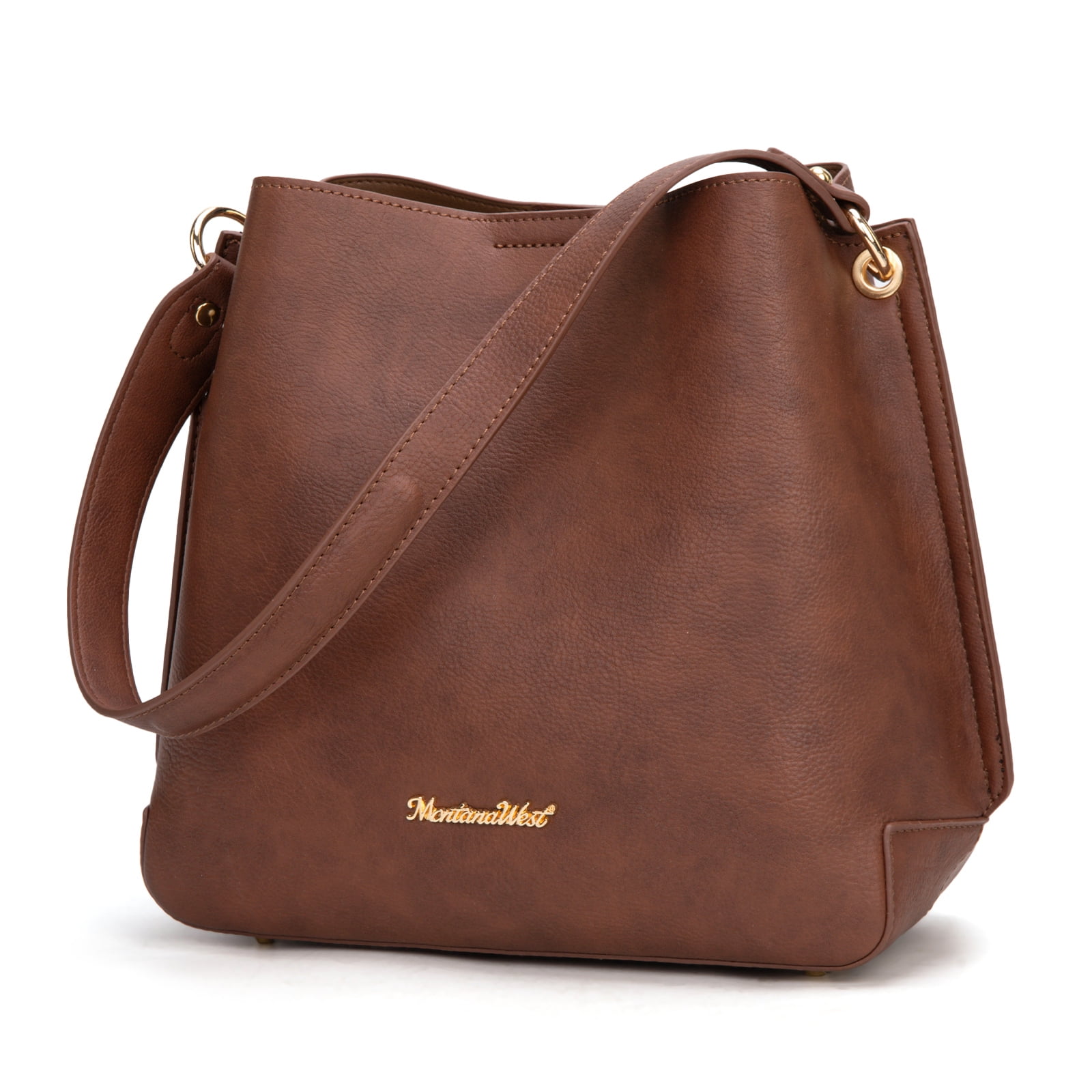 Montana West Hobo Purse for Women Bucket Shoulder Bag with Crossbody Strap, Coffee