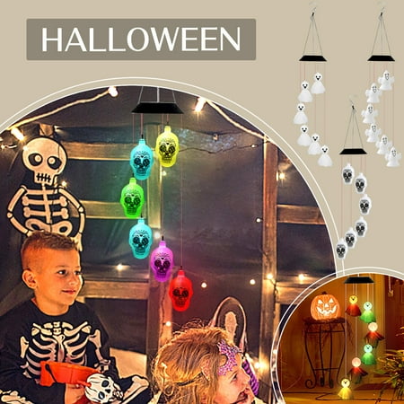 

Inkach Halloween Solar Wind Chime Lantern Colorful Doll Led Lantern String
