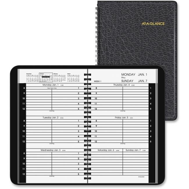 At A Glance AAG7007505 5 x 8 in. Weekly Leather Appointment Book - Black
