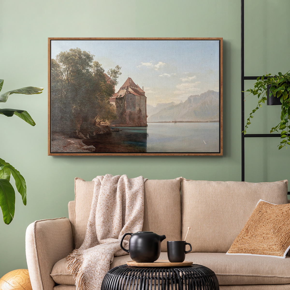 Vintage Landscape-CCCL By Wexford Home Framed in Walnut Wood Gallery Wrapped Canvas 17 in. x 25 in.
