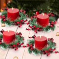 thumbnail image 6 of Luoshdecor Christmas Candle Rings Wreaths，Berry Candle Wreaths Rings Table Centerpieces Candle Holder for Christmas Wedding Party Fireplace Decor 8 in, 6 of 6
