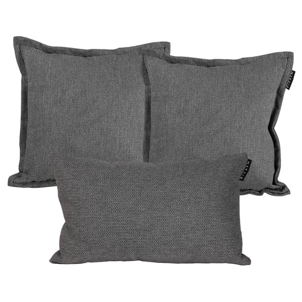 Set de 3 Cojines Decorativos (2 Cuadrados + 1 Rectangular) Rivo Gris