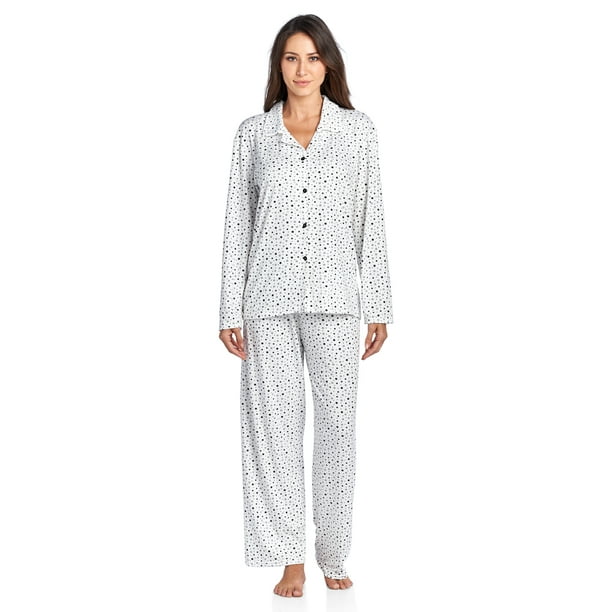 Casual Nights Women's Long Sleeve Rayon Button Down Pajama Set ...