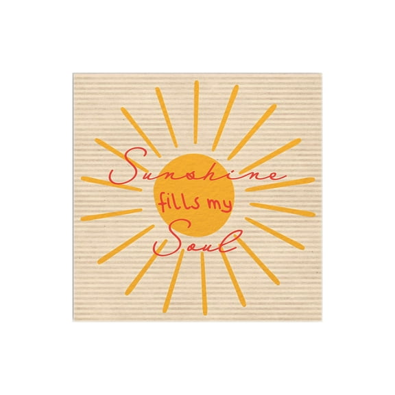 Sunshine Fills Soul Yellow Rays Stripe 12 x 12 Wood Wall Sign Plaque