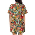 thumbnail image 3 of Bixox Women's Funny Owl Bird Printed Pajama Set 2 Piece Lounge Set Top and Shorts Soft Pajamas, Shorts with Pockets, 3 of 7