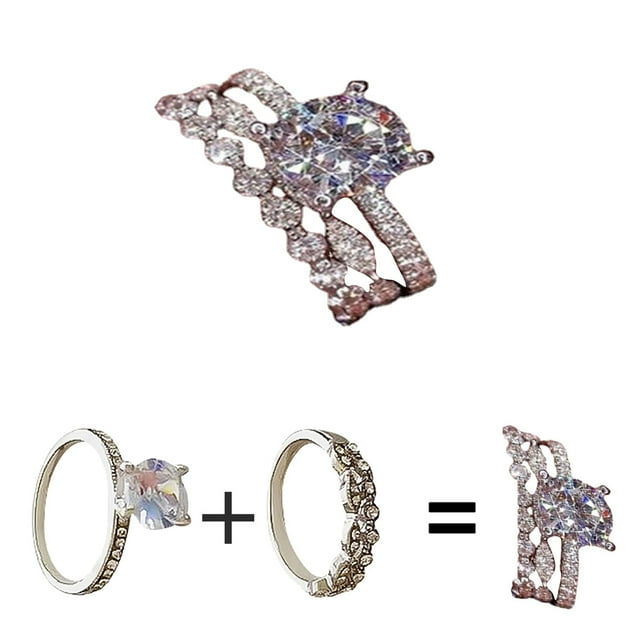 Plata Zafiro Blanco Compromiso Boda Nupcial Anillo de Moda para las Mujeres para Regalar