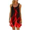 thumbnail image 5 of Aloohaidyvio Summer Dresses for Women 2024,Womens Gradient Flame Print Beach Casual Loose Tank Dress Sleeveless Halter Dresses Red XL, 5 of 6