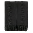 thumbnail image 3 of Black Throw Blanket with Fringe,Black Knit Throw for Couch Sofa, Plaid Bed Throws,50"x60", 3 of 9