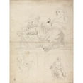 thumbnail image 2 of Sir Joshua Reynolds 15x18 Black Ornate Wood Framed Double Matted Museum Art Print Titled - Sheet of Figure Studies from Raphael's Disputation., 2 of 5