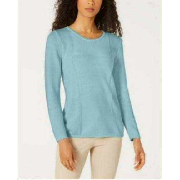 Karen Scott Women's Patchwork-Stitch Pullover Sweater White Size Small