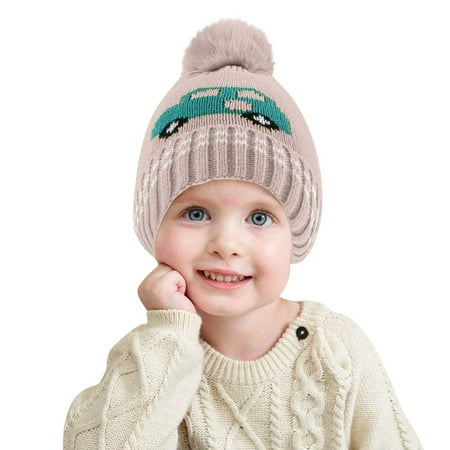 

QWERTYU Infant Baby Toddler Ski Beanie Children Knitted Cap Pompom Winter Hat for Girl Boy 6M-4Y One Size