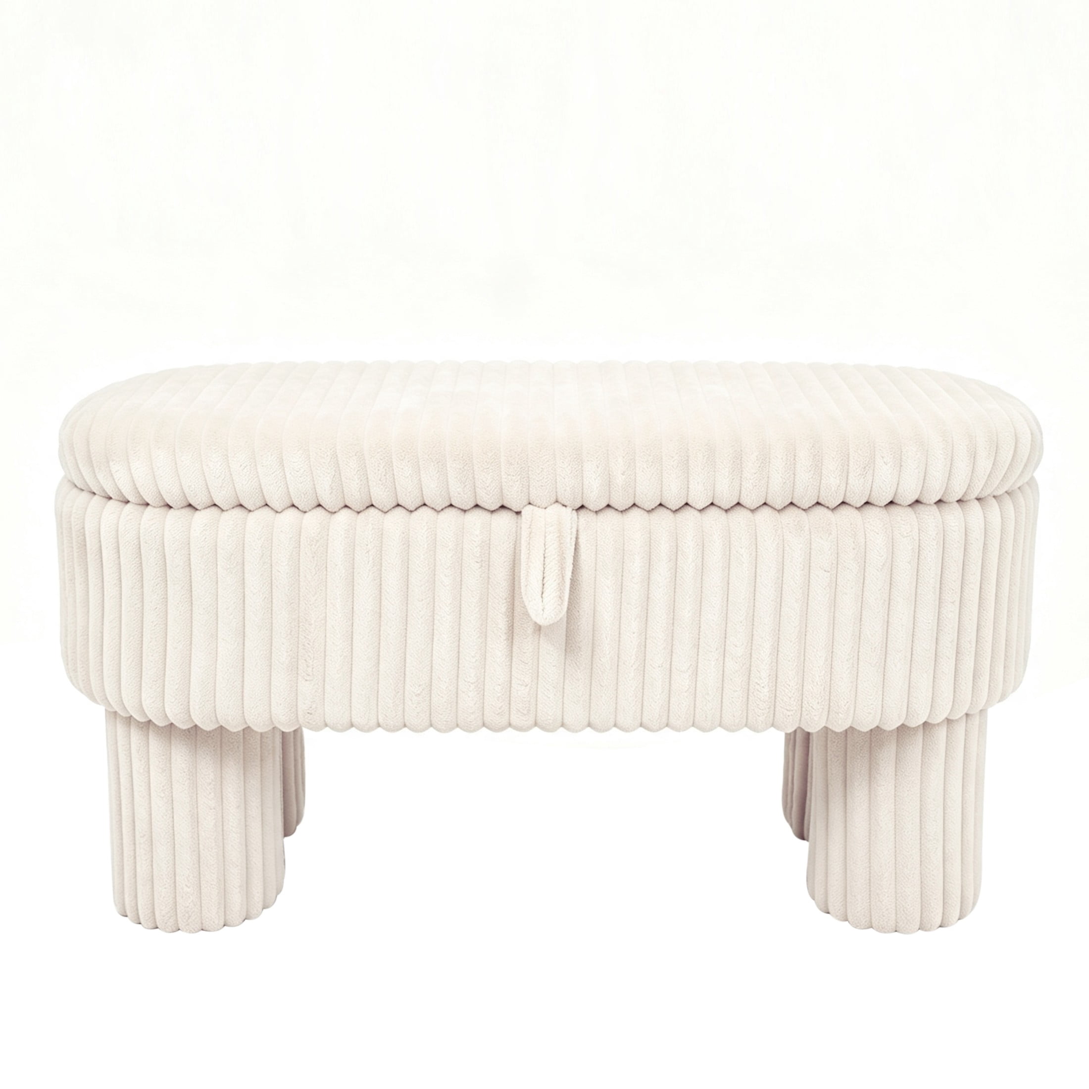 Christopher Knight Home 43" Modern Ottoman Bench, Corduroy Upholstery with Hidden Storage, Beige