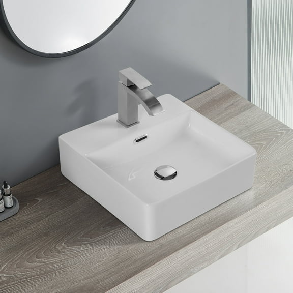Modern Bathroom Vanity Bothwa Home Square Ceramic Countertop Wash Basin (White Finish) CUPC Certified,Wooden Bathroom Vanity