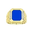 thumbnail image 1 of RYLOS Men's Rings Yellow Gold Plated Silver Ring With Diamonds and Blue Quartz Set in Designer Nugget Style Rings For Men Size 9, 1 of 8