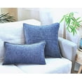 thumbnail image 2 of Textured Lumbar Pillow Covers 12 x 20 inches Navy Blue Set of 2 |Decorative Stitched Edge Chenille Cushion Covers | Modern Accent Small Pillow Cases, 2 of 4